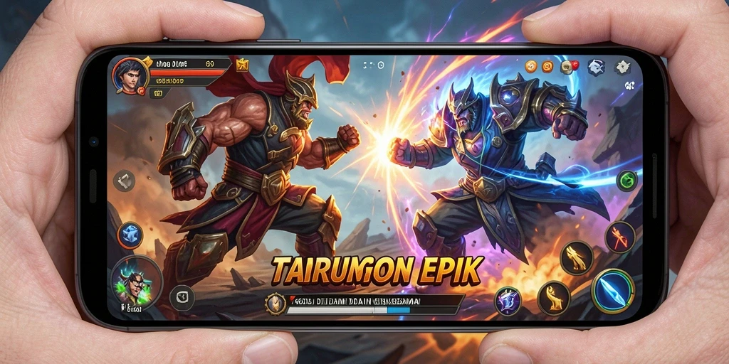 Screenshot gameplay 66D menampilkan pertarungan epik antara karakter yang berbeda.