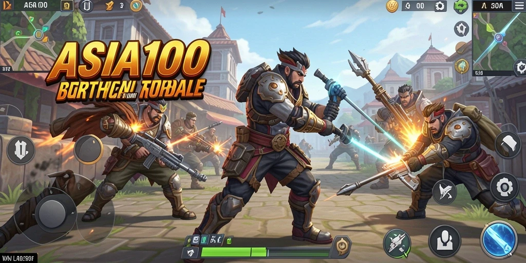 Screenshot gameplay ASIA100 dengan aksi Battle Royale yang mendebarkan.