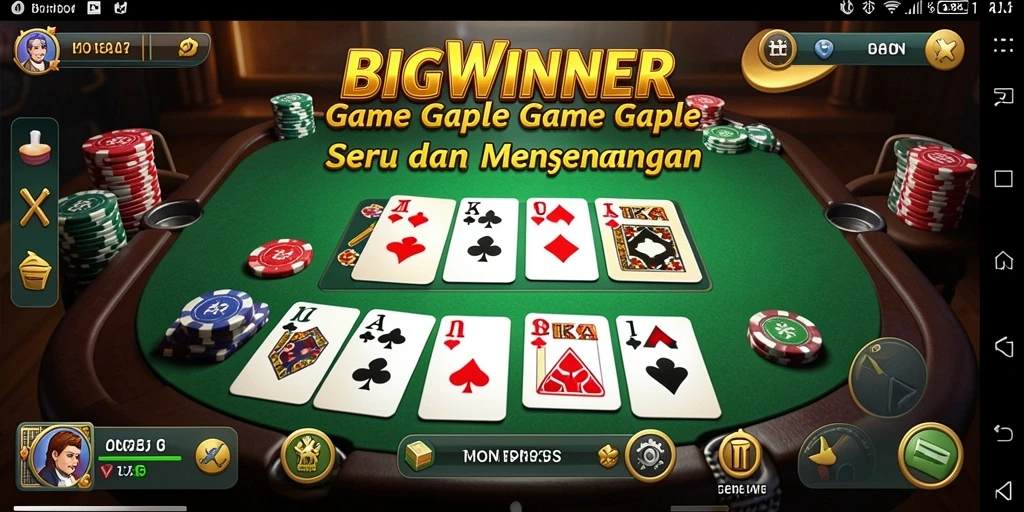 Screenshot menunjukkan gameplay seru dan interaktif BIGWINNER Gaple.
