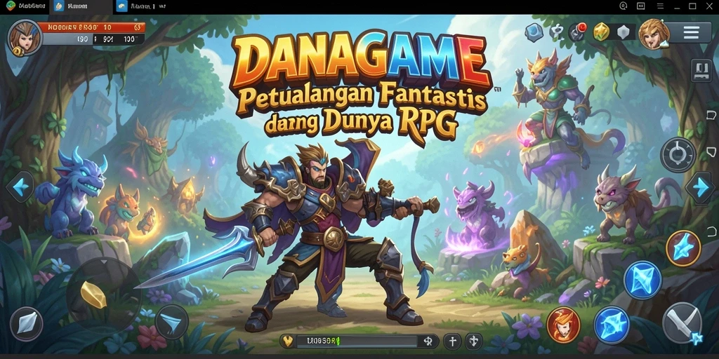Screenshot DANAGAME menampilkan pertempuran epik dalam dunia RPG yang fantastis.