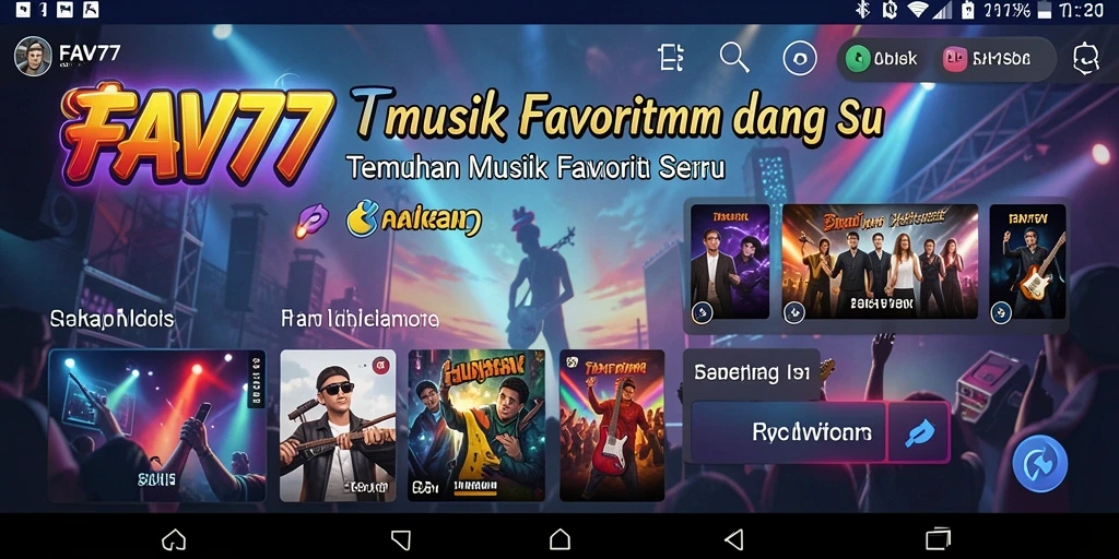 Screenshot gameplay FAV77 menampilkan berbagai pilihan lagu dan playlist.