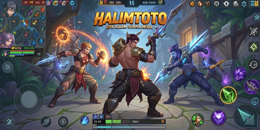 Screenshot gameplay HALIMTOTO menampilkan pertarungan seru antara karakter.