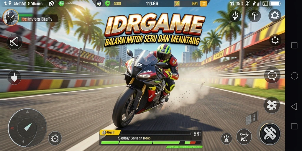 Tampilan gameplay seru balapan motor di IDRGAME.