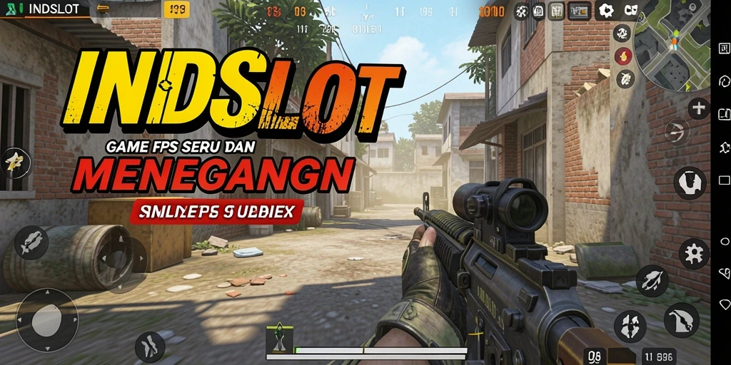 Tangkapan layar gameplay menegangkan dari INDSLOT yang menampilkan aksi FPS.