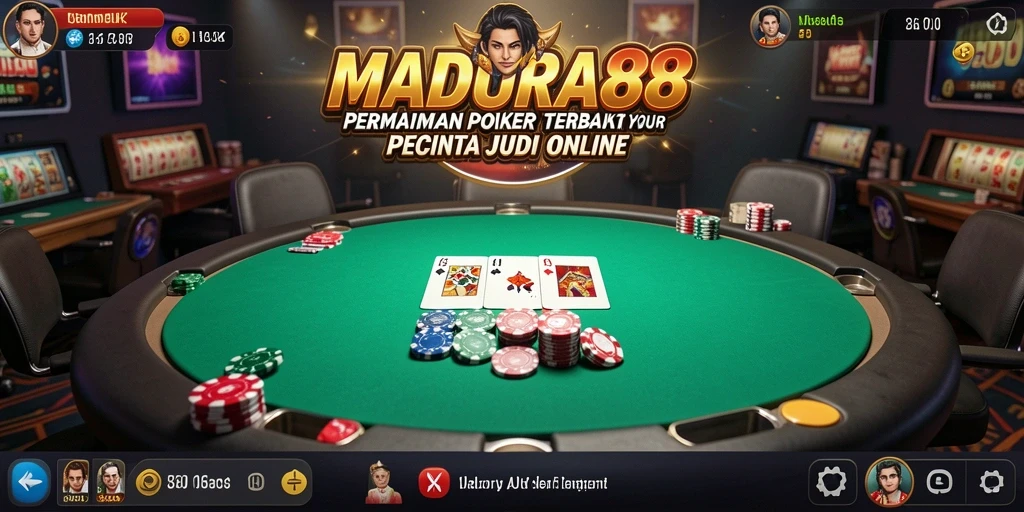 Tampilan gameplay utama MADURA88 yang mendebarkan dalam permainan Poker.