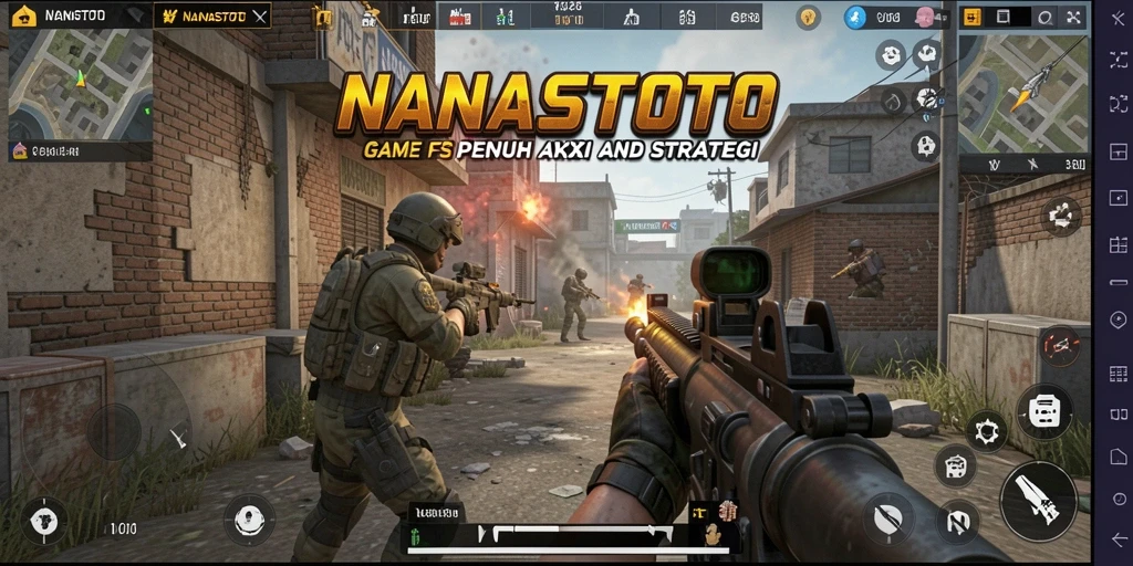 Gameplay seru NANASTOTO dengan aksi tembak-menembak yang intens.