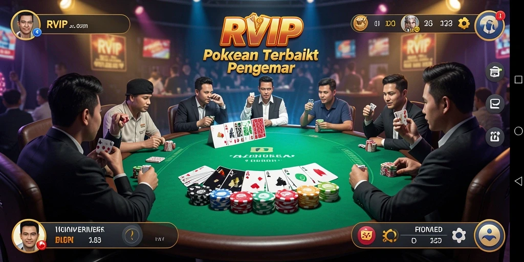 Tampilan gameplay Poker yang menarik di aplikasi RVIP.