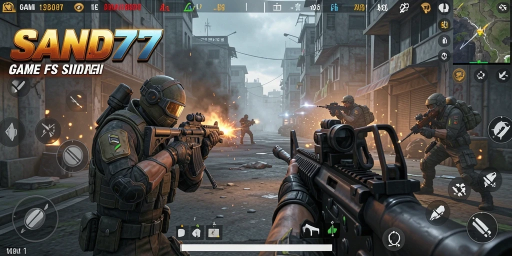 Tangkapan layar menunjukkan aksi gameplay mendebarkan di SAND77.