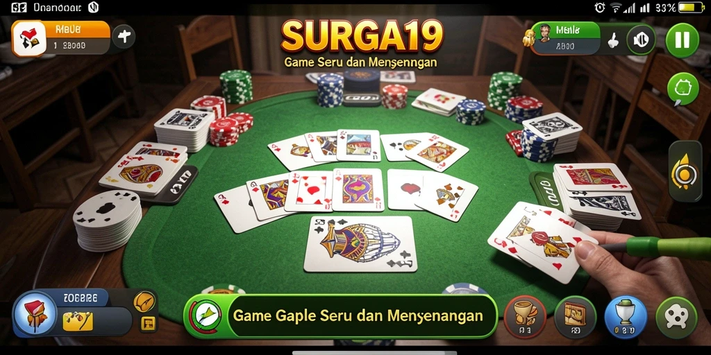 Tampilan gameplay Gaple yang seru dan menarik di SURGA19.